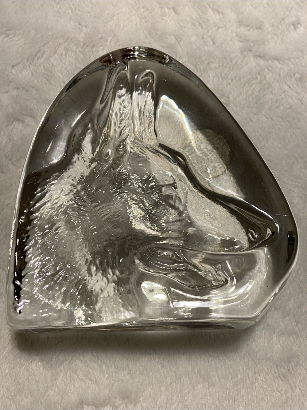 Cristal de France Glass Decorative Paperweight German Shepard- Home Accents